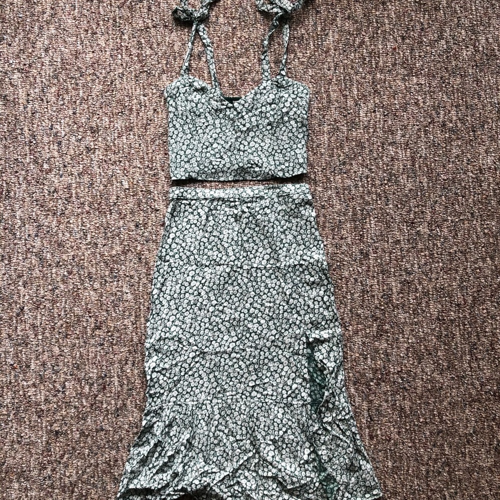 Abercrombie & Fitch Green Floral Skirt & Crop Top